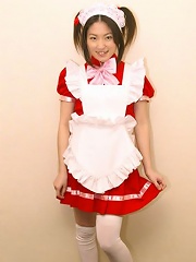 Pigtailed Asian teen