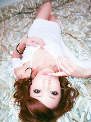 Horny Aya Sakuraba on the bed with her pussy filled with cock