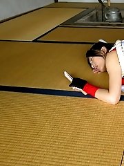 Naughty Asian slut exposes her hot body in her peek a boo dress before her date